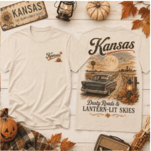 Kansas Sunflower State Vintage Car Pumpkin Autumn Shirt