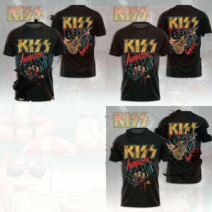 Kiss Heavy Metal Animalize Leopard Guitar Graphic Shirt