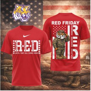 LSU Tigers Mascot Military RED Friday Remember Deployed Shirt