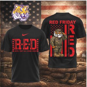 LSU Tigers Mascot Military RED Friday Remember Deployed Shirt