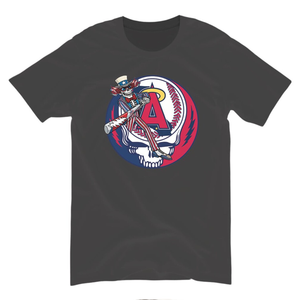 Los Angeles Baseball Skeleton Uncle Sam Angel Letter Shirt Los Angeles Baseball Skeleton Uncle Sam Angel Letter Shirt