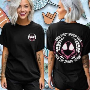 Marvel Spider Gwen Mask Into The Spider Verse Graphic Shirt.jfif