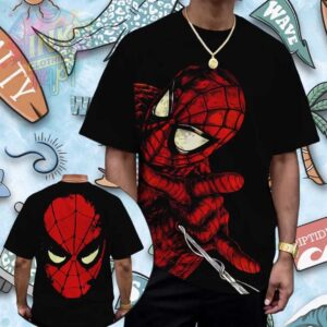 Marvel Spider Man Web Shooter Distressed Mask Graphic Shirt.jfif