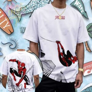 Marvel Spider Man Web Slinger Action Graphic White Shirt.jfif