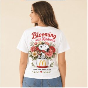 McDonalds Snoopy Floral Blooming With Kindness Graphic Shirt