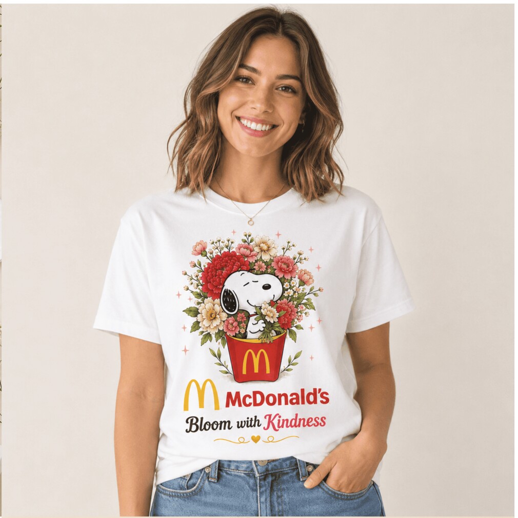 McDonalds Snoopy Floral Blooming With Kindness Graphic Shirt McDonalds Snoopy Floral Blooming With Kindness Graphic Shirt