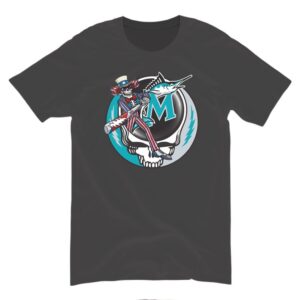 Miami Baseball Skeleton Uncle Sam Marlin Mascot Shirt