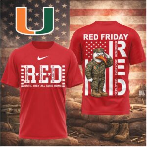 Miami Hurricanes Mascot Military RED Friday Remember Deployed Shirt
