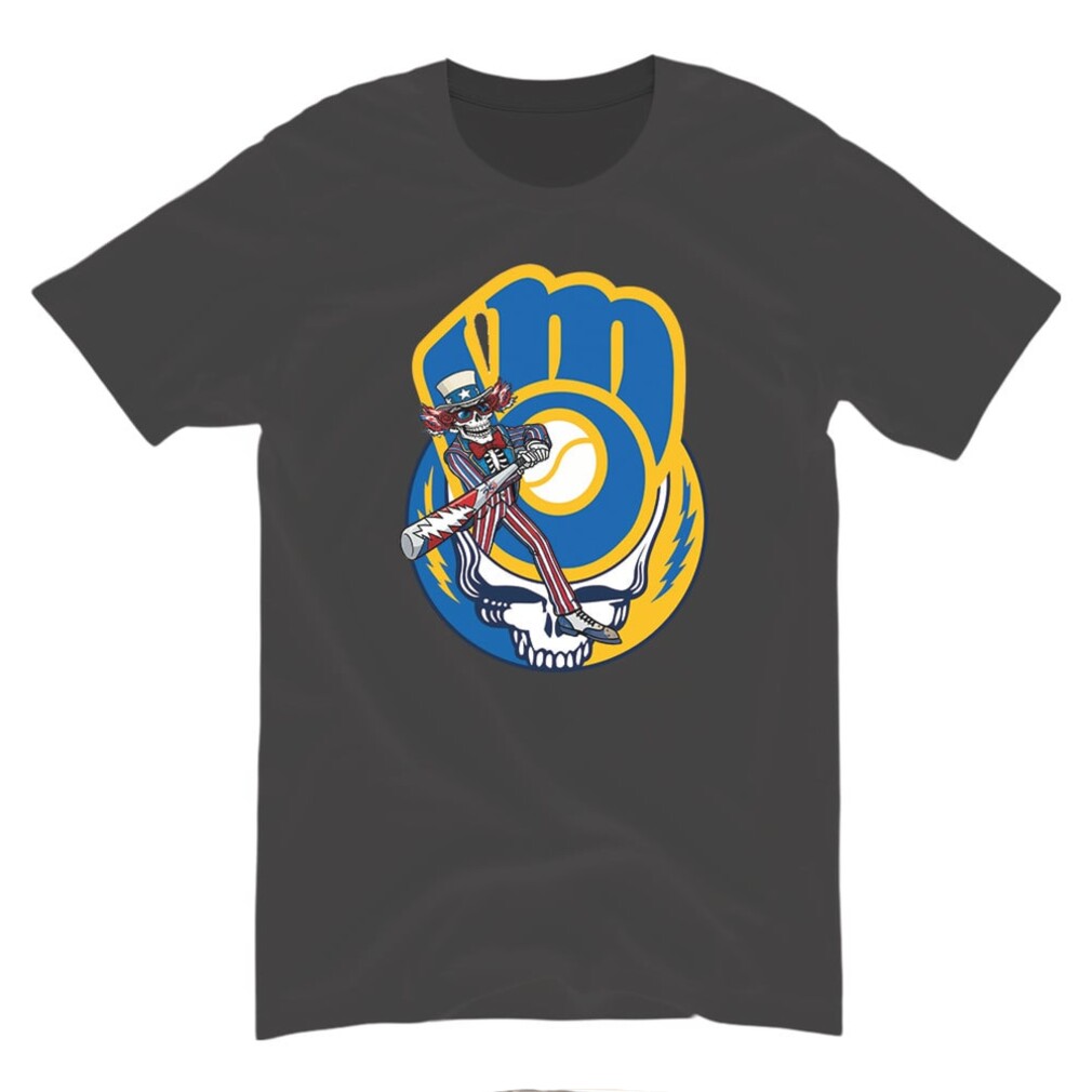 Milwaukee Baseball Skeleton Uncle Sam American Flag Shirt Milwaukee Baseball Skeleton Uncle Sam American Flag Shirt