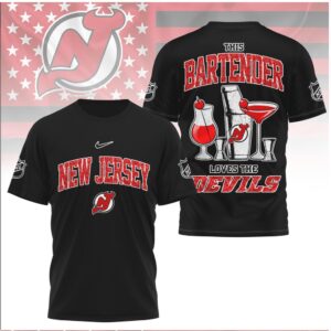 New Jersey Hockey Fan Bartender Cocktail Shaker Shirt