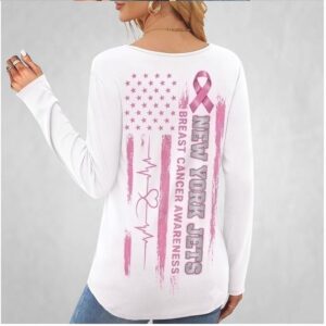 New York Jets Pink Ribbon Breast Cancer Awareness Long Sleeve Shirts