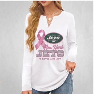 New York Jets Pink Ribbon Breast Cancer Awareness Long Sleeve Shirts