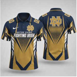 Notre Dame Fighting Irish Navy Gold Graphic Game Day Polo Shirt
