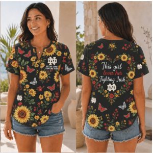 Notre Dame Fighting Irish Sunflower Floral This Girl Loves Shirt