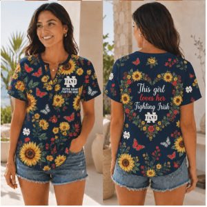 Notre Dame Fighting Irish Sunflower Floral This Girl Loves Shirt