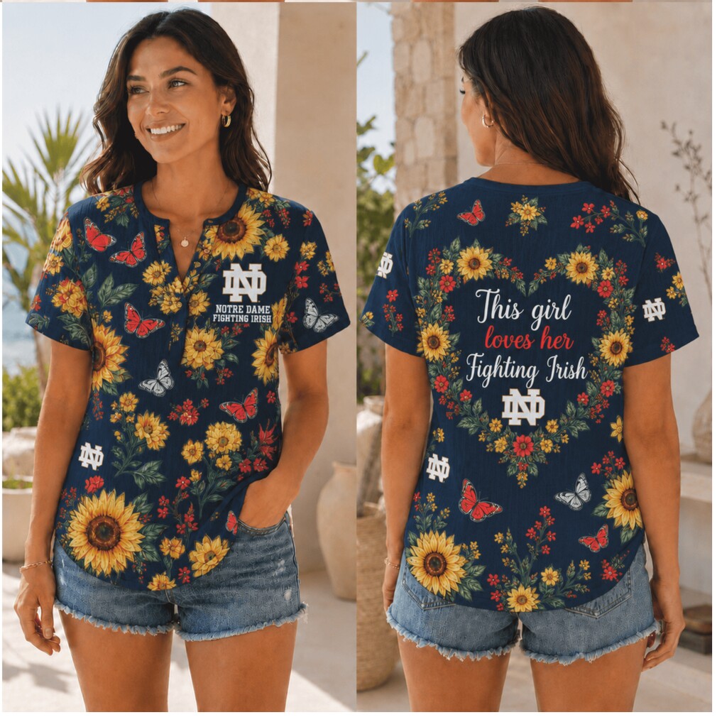 Notre Dame Fighting Irish Sunflower Floral This Girl Loves Shirt Notre Dame Fighting Irish Sunflower Floral This Girl Loves Shirt