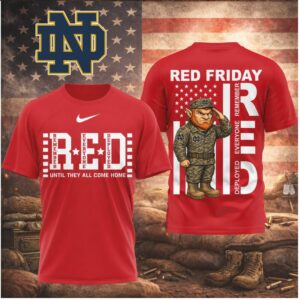 Notre Dame Irish Mascot Military RED Friday Remember Deployed Shirt