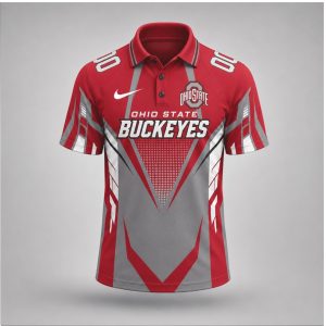 Ohio State Buckeyes Athletic Geometric Graphic Game Day Polo Shirt