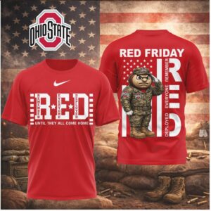 Ohio State Buckeyes Mascot Military RED Friday Remember Deployed Shirt