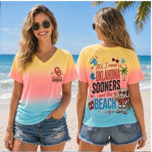 Oklahoma Sooners Mascot Tropical Beach Ombre Shirt