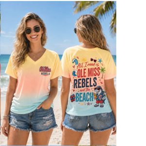 Ole Miss Rebels Shark Beach Vacation Summer Ombre Shirt