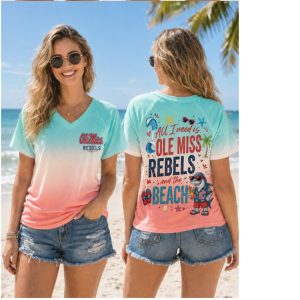 Ole Miss Rebels Shark Beach Vacation Summer Ombre Shirt