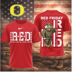 Oregon Ducks Mascot Military Salute Red Friday Veteran Shirt