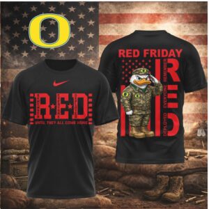 Oregon Ducks Mascot Military Salute Red Friday Veteran Shirt