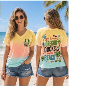 Oregon Ducks Mascot Summer Vacation Beach Ombre Shirt