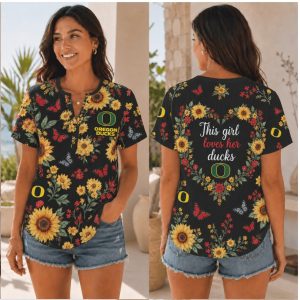 Oregon Ducks Sunflower Butterfly This Girl Loves Shirt