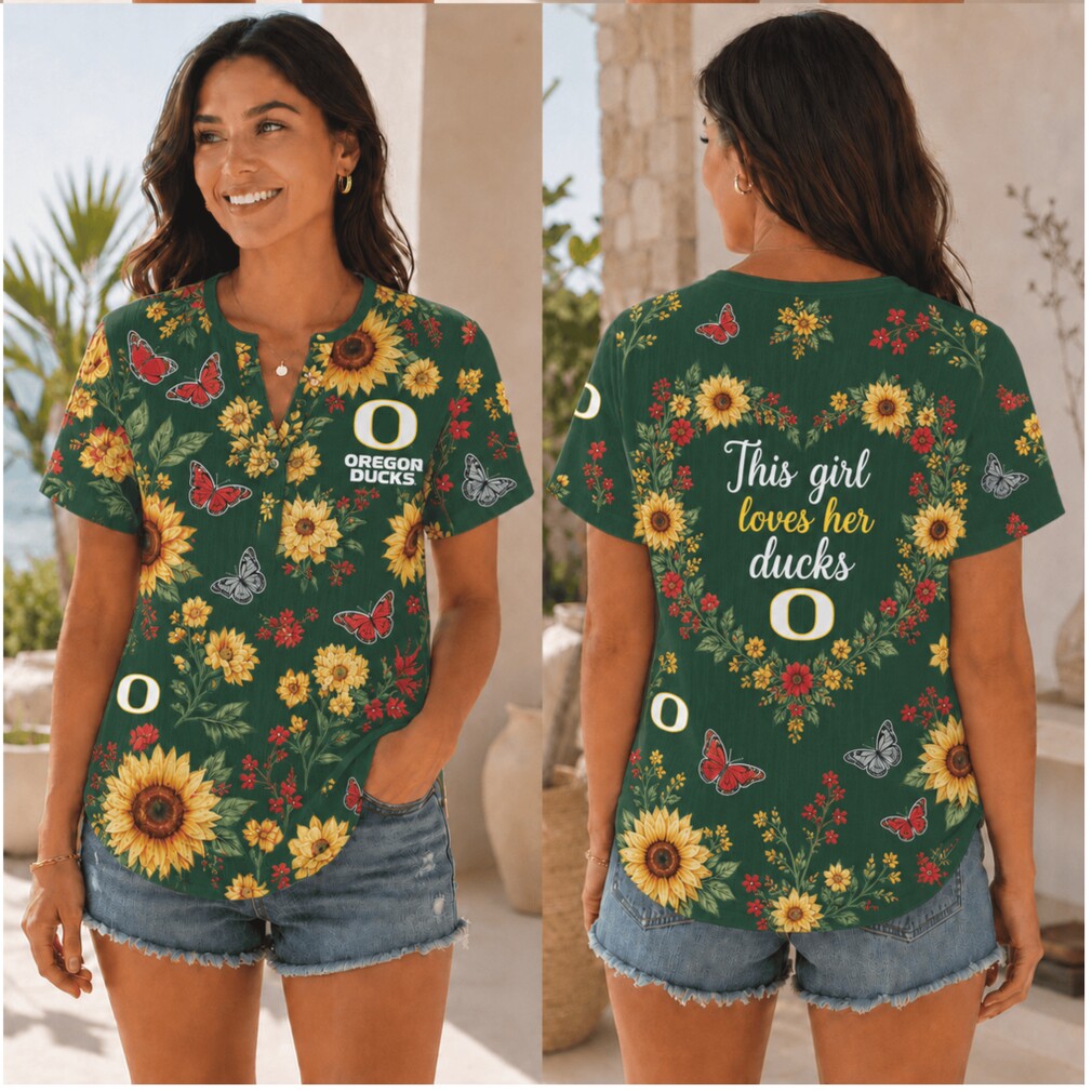 Oregon Ducks Sunflower Butterfly This Girl Loves Shirt Oregon Ducks Sunflower Butterfly This Girl Loves Shirt