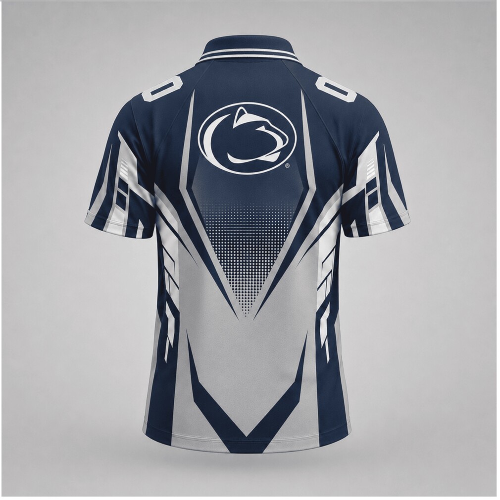Penn State Nittany Lions Navy Grey Graphic Game Day Polo Shirt Penn State Nittany Lions Navy Grey Graphic Game Day Polo Shirt