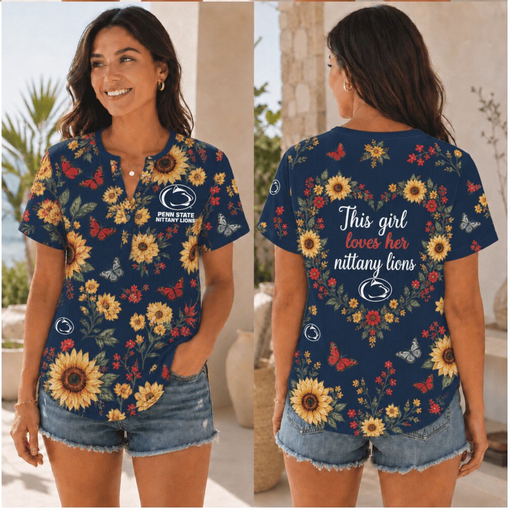 Penn State Nittany Lions Sunflower Floral This Girl Loves Shirt Penn State Nittany Lions Sunflower Floral This Girl Loves Shirt