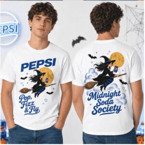 Pepsi Midnight Soda Society Pop Fizz Fly Flying Witch Shirt