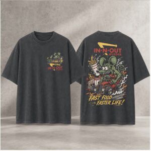 Rat Fink Retro Burger Monster Hot Rod Fast Food Faster Life Shirt