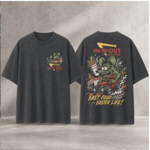 Rat Fink Retro Burger Monster Hot Rod Fast Food Faster Life Shirt