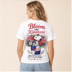 Red Bull Energy Drink Snoopy Floral Cup Bloom With Kindness Shirt