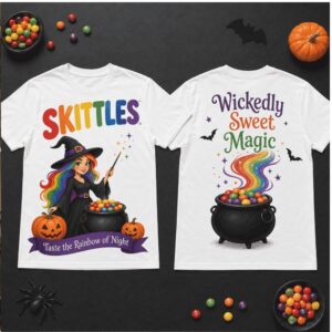 Skittles Wickedly Sweet Magic Rainbow Witch Cauldron Halloween Shirt