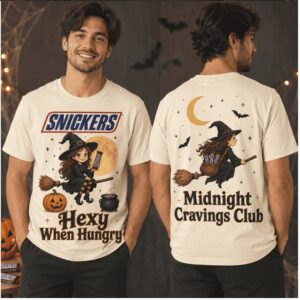 Snickers Midnight Cravings Club Hexy When Hungry Flying Witch Shirt
