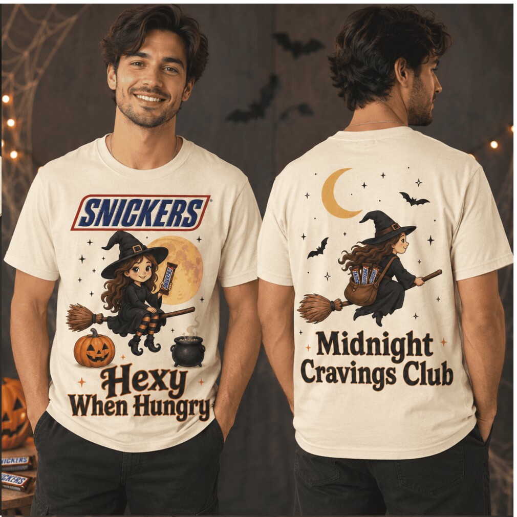 Snickers Midnight Cravings Club Hexy When Hungry Flying Witch Shirt Snickers Midnight Cravings Club Hexy When Hungry Flying Witch Shirt