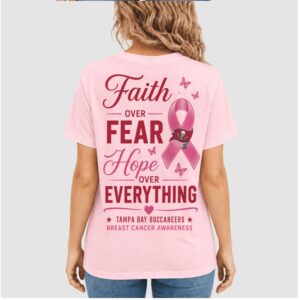 Tampa Bay Buccaneers Ribbon Faith Over Fear Breast Cancer Shirt