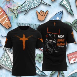 Texas Longhorns Kneeling Player Cross Faith Family Black Shirt.jfif