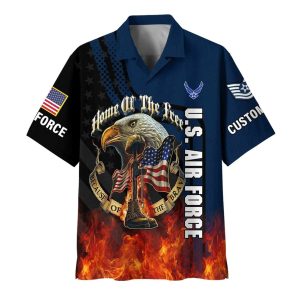 US Air Force Home Of The Free Eagle American Flag Military Shirt