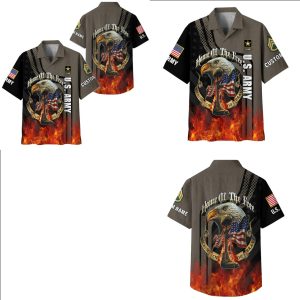 US Army Eagle American Flag Fire Shirt