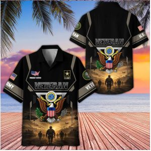 US Army Veteran Proudly Served Military Eagle Patriotic Shirt