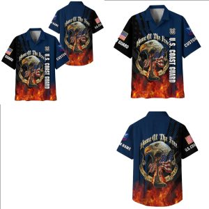 US Coast Guard Eagle American Flag Fire Shirt