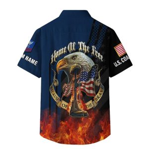 US Coast Guard Eagle American Flag Fire Shirt