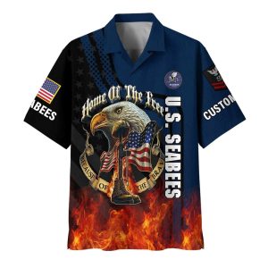 US Seabees Eagle American Flag Fire Shirt