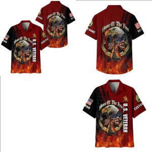 US Veteran Eagle American Flag Fire Shirt