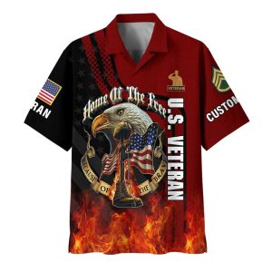 US Veteran Eagle American Flag Fire Shirt